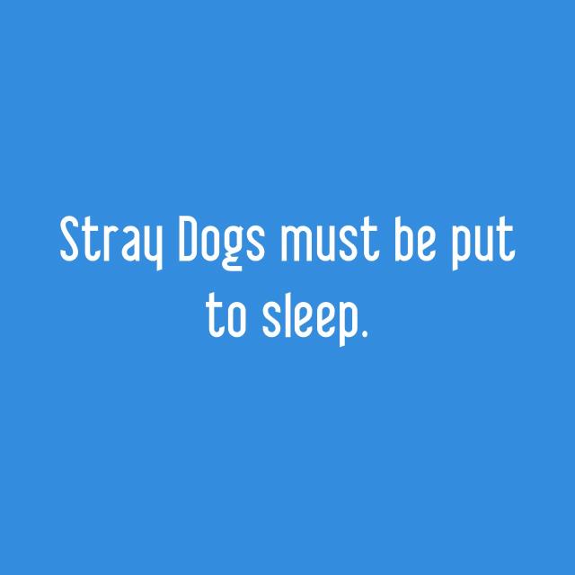 Stray Dogs must be put to sleep.