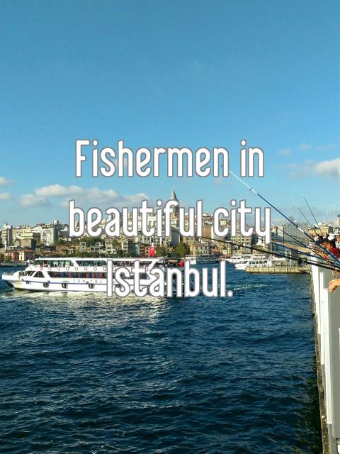 Fishermen in beautiful city Istanbul.