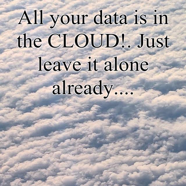 All your data is in the CLOUD!. Just leave it alone already....