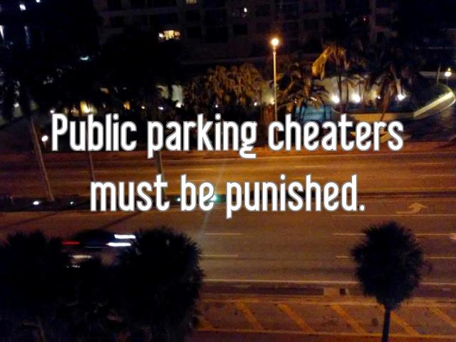 Public parking cheaters must be punished.